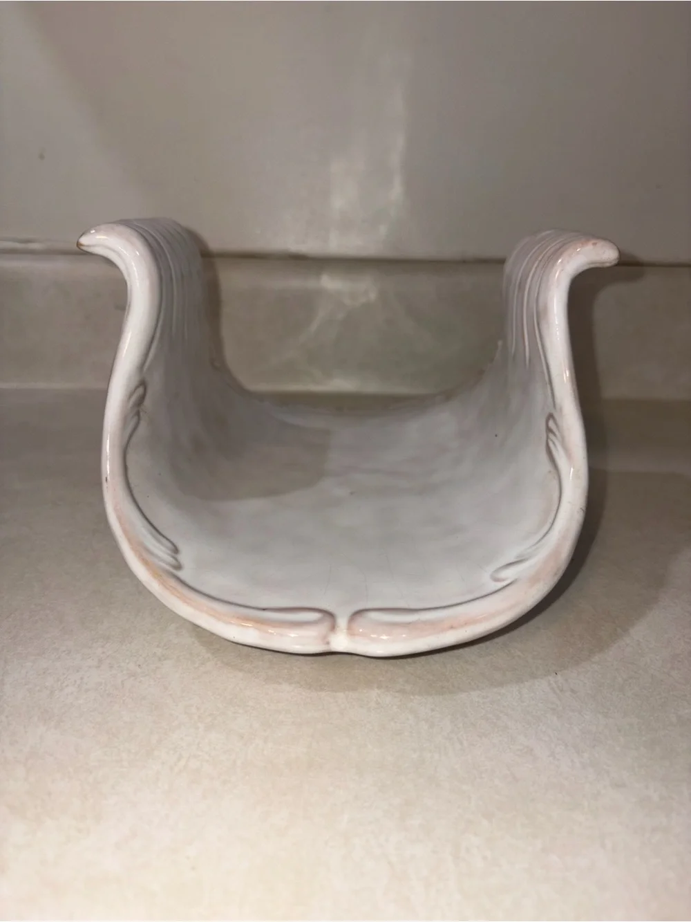Vintage P.V. Italy Ceramic Footed Serving Dish White Italian Pottery